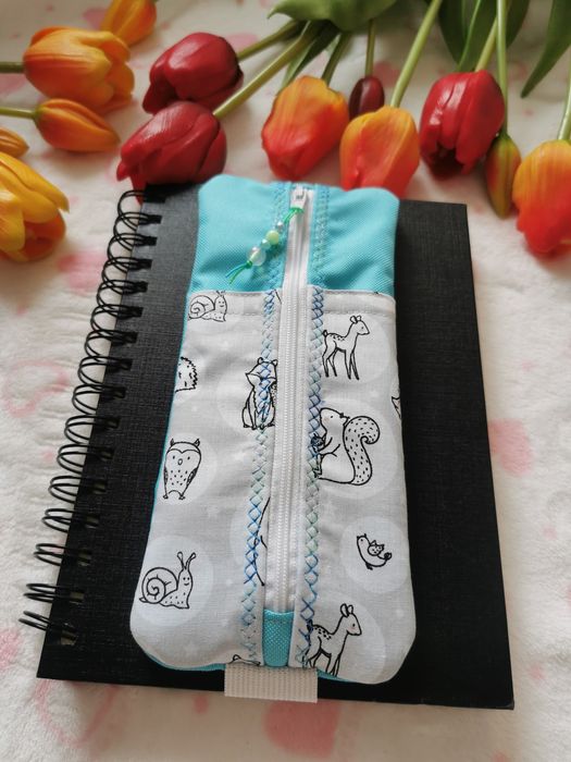 Piórnik na gumce na notatnik hand made