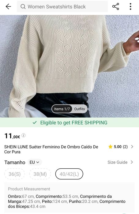 SHEIN LUNE Suéter Feminino De Ombro Caído De Cor Pura