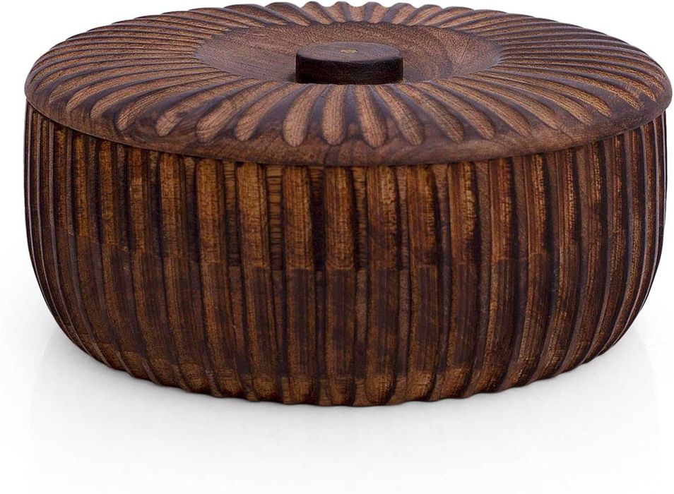 Indian Bazaar Ręcznie robiony pojemnik na pitę, naleśniki z drewna 23x9 cm