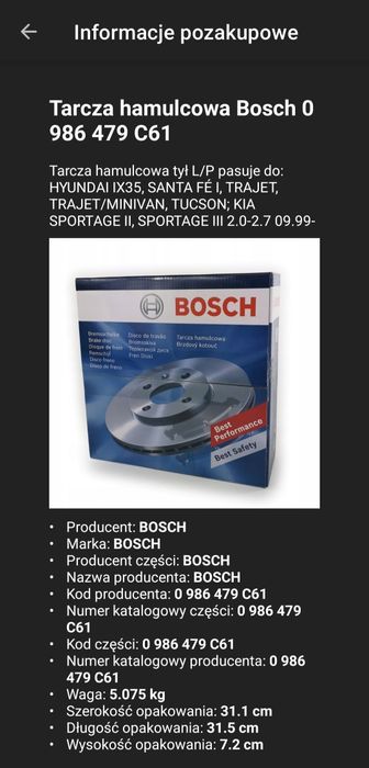 Tarcze hamulcowe Bosch 2 sztuki