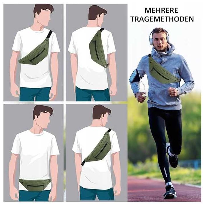 Męska Torba Biodrowa Nerka Na Pas Ramię Sport Bieganie Uniwersalna