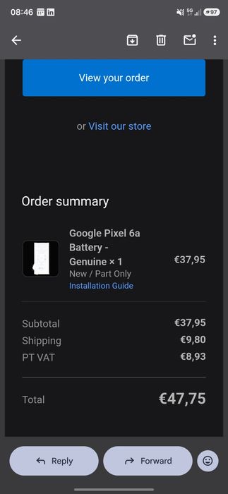 Bateria genuína Google pixel 6A - Nova en caixa