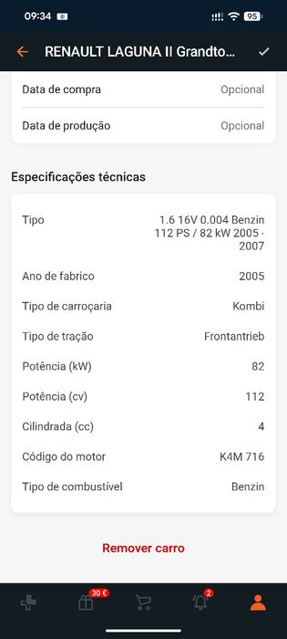 RENAULT Laguna II Grandtour (KG) 1.6 16V (82 KW / 112 CV)