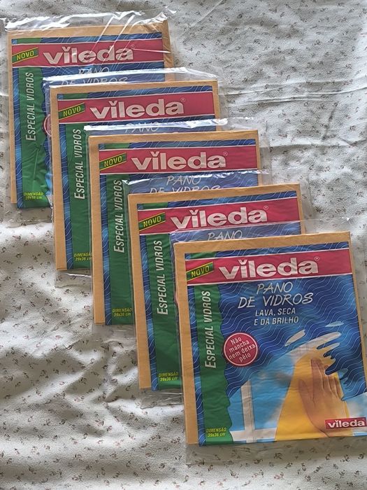 5 Panos de vidro - Vileda - Novos e embalados.