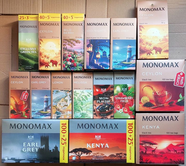 Чай Monomax, Lovare, O'clock, Totti, Rioba та інші