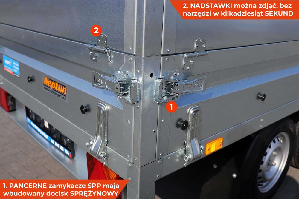 750 kg przyczepa samochodowa lekka 263x145 Neptun NADSTAWKA pełna BIS
