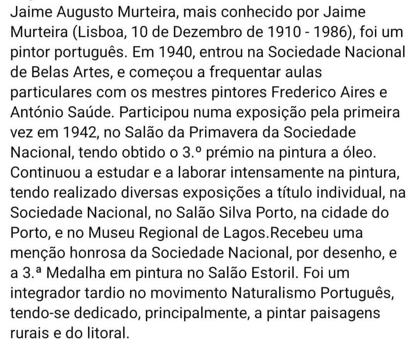 Pintura a óleo de Jaime Murteira.