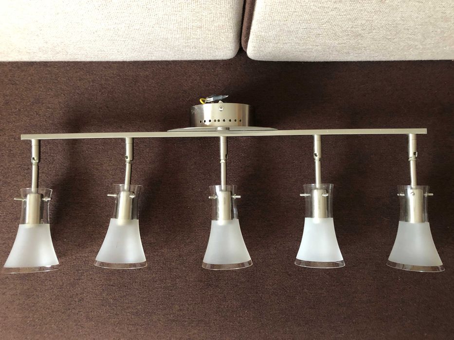 Lampa sufitowa 5 punktowa regulowana szkło piaskowane