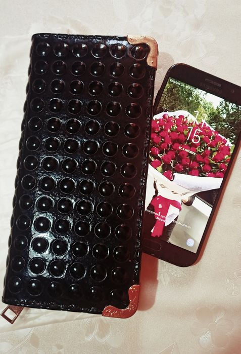 Жіночий гаманець /женский кошелек / Клатч / Портмоне чёрный лаковый