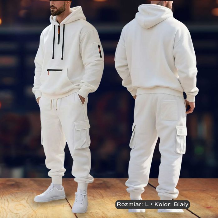 Dres męski komplet Biały rozmiar L - styl CASUAL - NOWY
