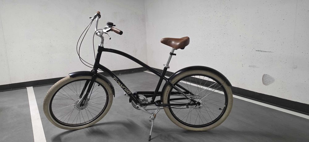 ROWER ELECTRA TOWNIE 8 męski czarny elementy skórzane