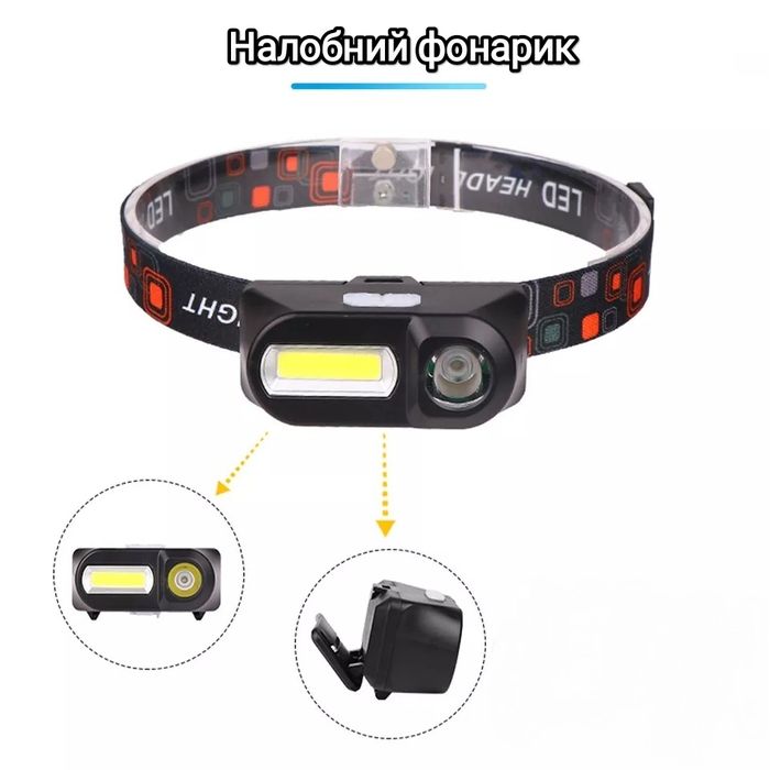Компактний налобний фонарик