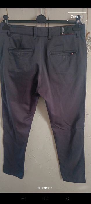 Grafitowe spodnie eleganckie męskie chinosy W32 L34