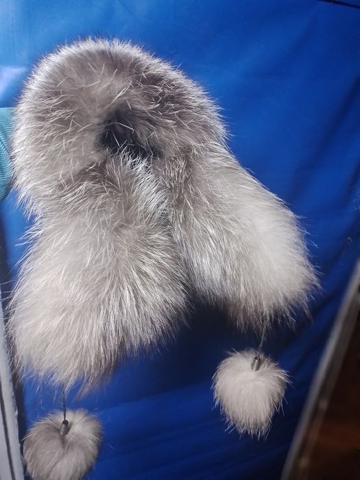 Меховая шапка ушанка чернобурка.Зимняя.женская