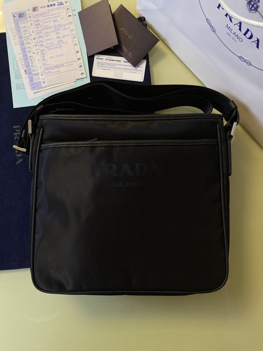 Prada Lampo Re-Nylon Messenger Bag Nero