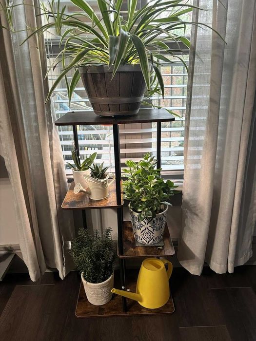 Kwietnik stojak na kwiaty drewniany narożny z 4 poziomami 78 cm