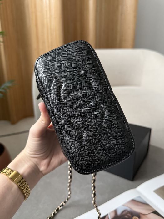 Сумка Chanel Long Vanity With Chain бургунді, чорна