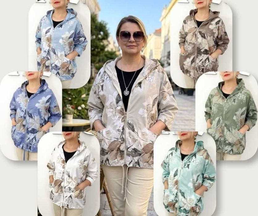 Narzutka Bawełniana Kurtka Letnia FLOWER rozmiar uniwersalny od 40 do 48