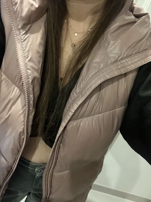 Dluga ciepla kamizelka 4F rozmiar S pudrowy roz