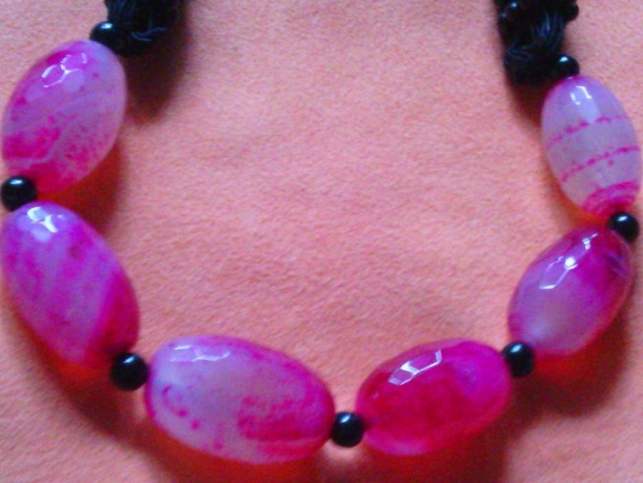 бусы, ожерелье, розовый агат, 50 см.