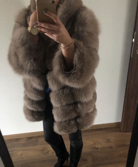 Futro i kamizelka w jednym kaptur futro lisa hit