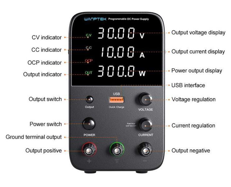 Лабораторний  блок живлення енкодери Wanptek  WPS 3010H    QC