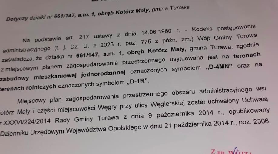 Działka budowlano rolna Kotórz Mały 0,549ha
