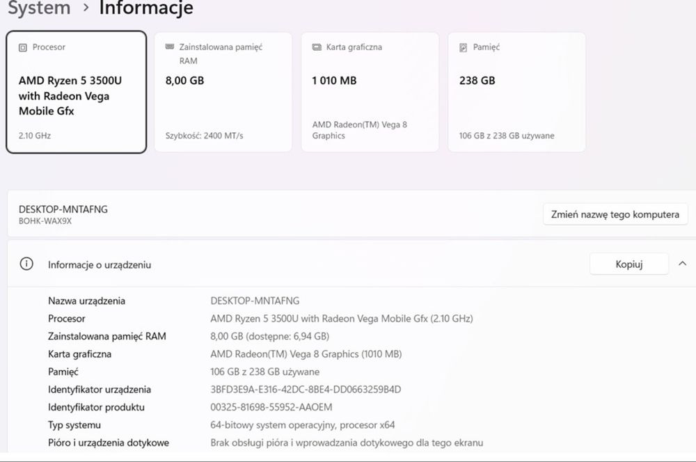 Laptop HUAWEI Matebook D 15 15.6" Prywatny
