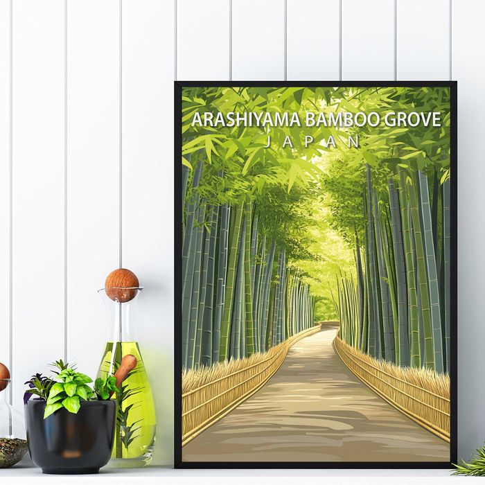 plakat bambus drewno