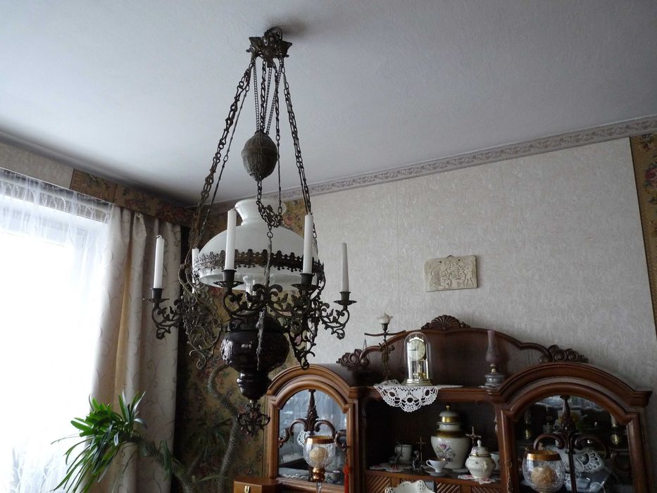 Lampa-żyrandol antyk styl naftowy