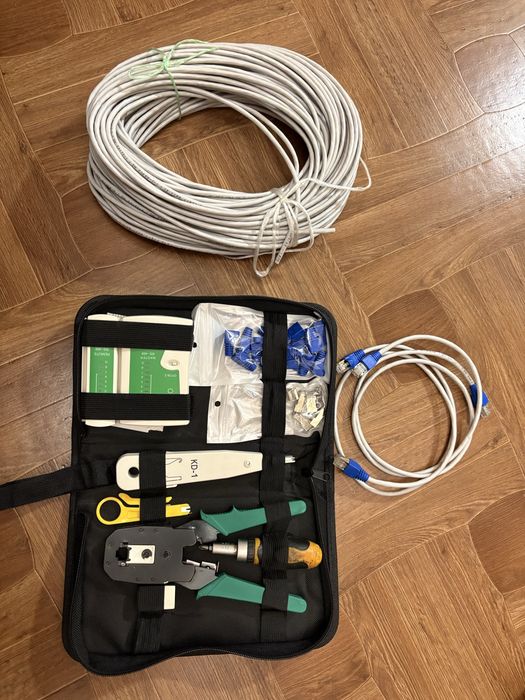 кабель cat 5e, rj 45, набір для монтування інтернет мережі