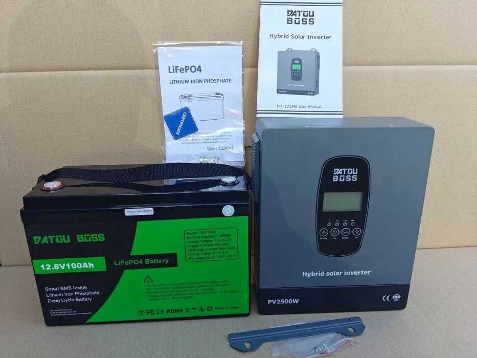 Комплект резервного живлення 1,8 кВт  DATOUBOSS DT-1218M + LiFePO4 12V 100Ah 1280Wh для квартири, будинку, інвертор 1800Вт