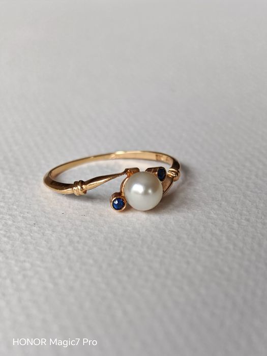 Pierścionek, złoto 18k, perła.