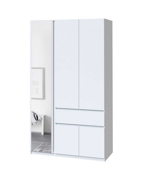 Нова Біла Шафа зі складу з дзеркалом 1221 х 520 х 2000 Белый шкаф