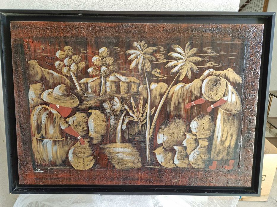 2 Quadros com tela original e moldura de madeira