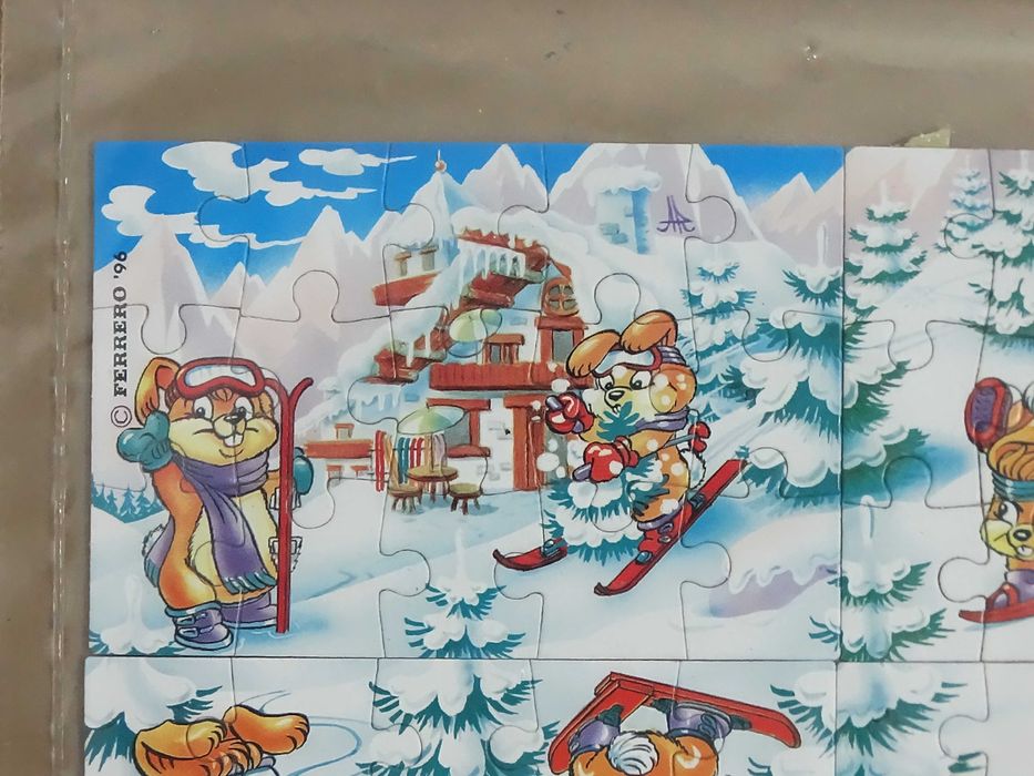 Unikat! Komplet Puzzle Kinder Niespodzianka 1996 - Hanny Bunny Ski Hasen + Ulotki