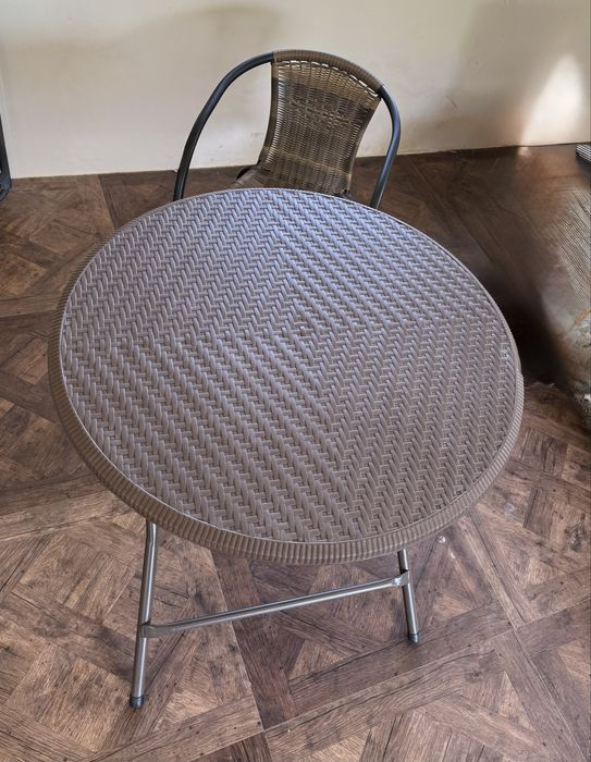 Стол круглый раскладной из иск.  ротанга