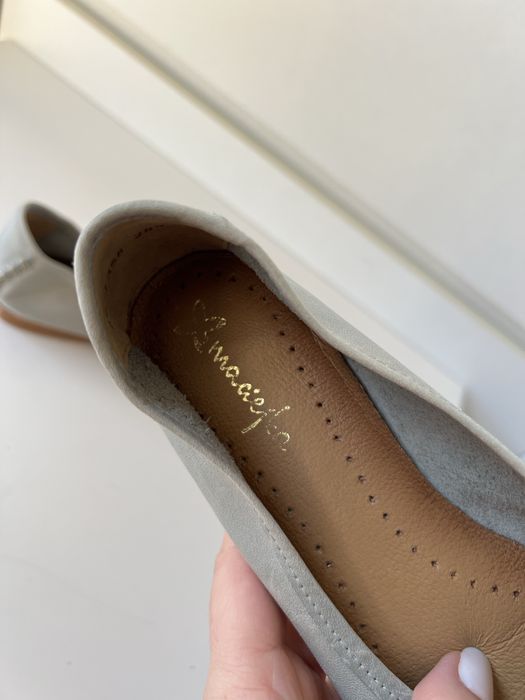 Skórzane baleriny Maciejka miętowe nowe