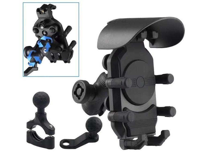 Антивібраційний мототримач телефону на мотоцикл скутер. З козирком