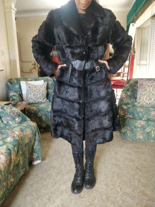 Casaco preto em Pele genuína