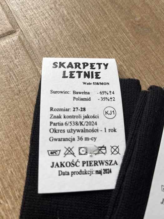 Skarpety letnie wojskowe 538/MON, 3 pary