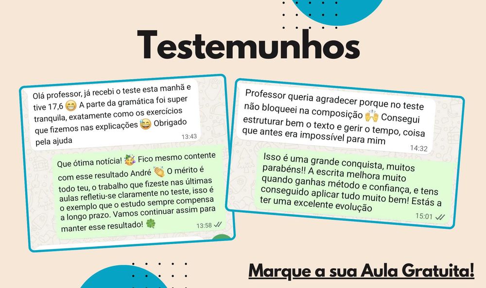Explicações de Português 10º ao 12º ano | Preparação Exames (c/fatura)
