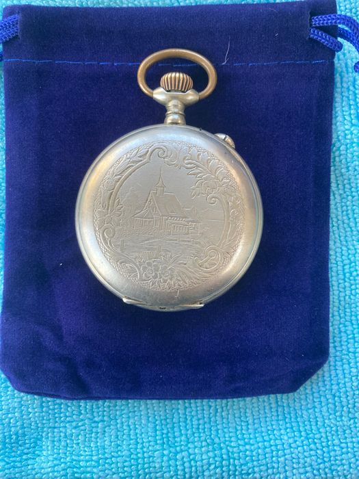 Relógio de bolso antigo Cortebert Superieure , suíço , prata , gravação