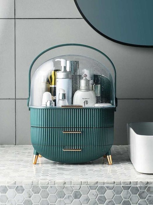 Kuferek na kosmetyki organizer damski akryl zielony