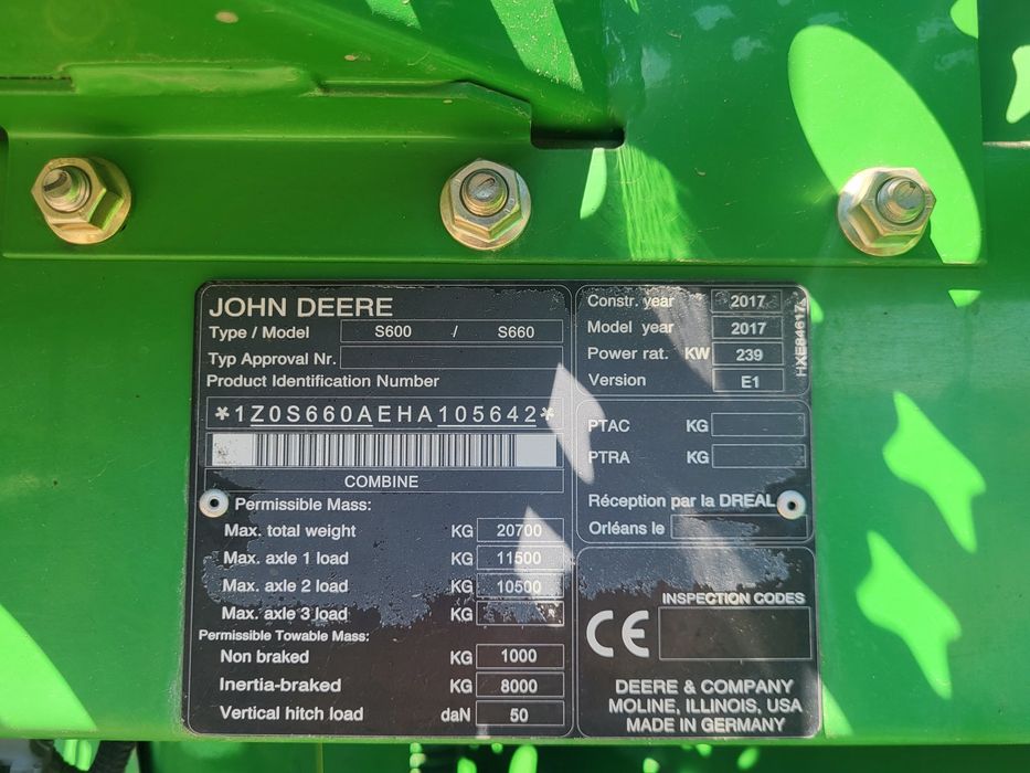 Комбайн зернозбиральний роторний John Deere S660i, 2017рв