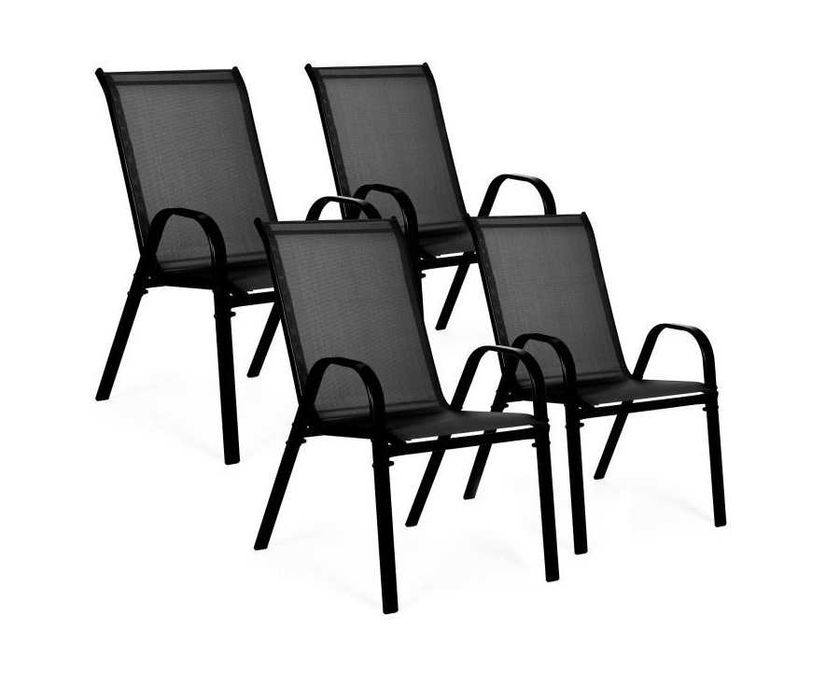 KRZESŁO OGRODOWE uniwersalne całoroczne - komplet 4 szt. CZARNE