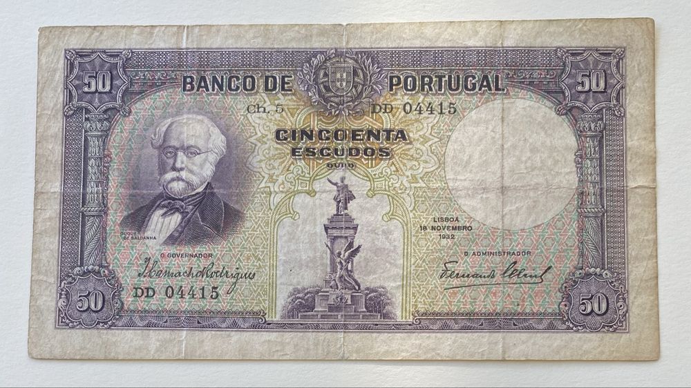 Nota 50$00 Ch.5 - Duque de Saldanha 18/11/1932 RARA