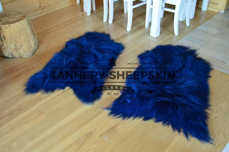 Skóra Owcza Island  Niebieski  90-110cm Naturalny Dywan z Wełny Owczej