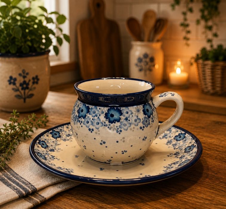 *Kubek ceramiczny 320 ml talerz Z.C.B. 19cm ceramika Bolesławiec