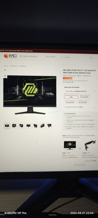 Monitor MSI 27"  rápid IPS 240Hz G-sync